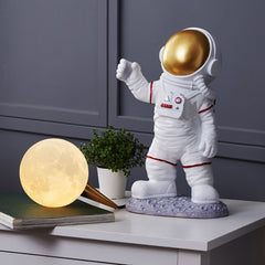 Aeyee Astronaut Table Lamp with PLA Shade, Kids Moon Bedside Desk Lamp, 3D Printing Lampshade, Decorative Spaceman Lamp for Bedroom Home Office