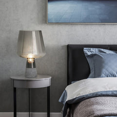 Aeyee Concrete Table Lamp, Glass Night Light, Industrial Nightstand Table Light, Modern Bedside Desk Lamp for Bedroom Living Room Home Office