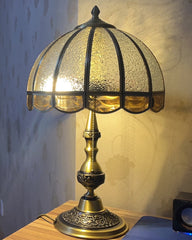 Aeyee Brass Table Lamp, Mid Century Bedside Lamp, Glass Desk Lamp, Elegant Reading Light for Bedroom Nightstand