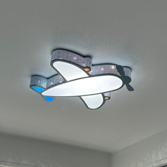 Aeyee Airplane Flush Mount Ceiling Light, Dimmable Kid's Bedroom Ceiling Light Fixture with Remote Control