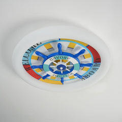 Aeyee Nautical Style Ceiling Light Fixtures, Kids Room Ceiling Light with Rudder Wood Shade, Modern LED Round Ceiling Lamp for Kid's Bedroom Nursery