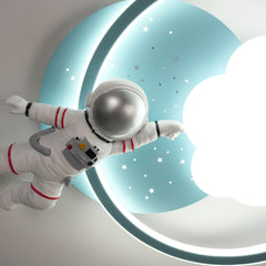 Aeyee Astronaut Ceiling Light Fixtures, Kids Bedroom Ceiling Light, Modern LED Ceiling Lamp for Boys Girls Bedroom Nursery Blue Finish