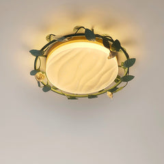 Aeyee Wood Flush Mount Ceiling Light, LED Ceiling Light Fixture, Flower Ceiling Lamp with Acrylic Lampshade