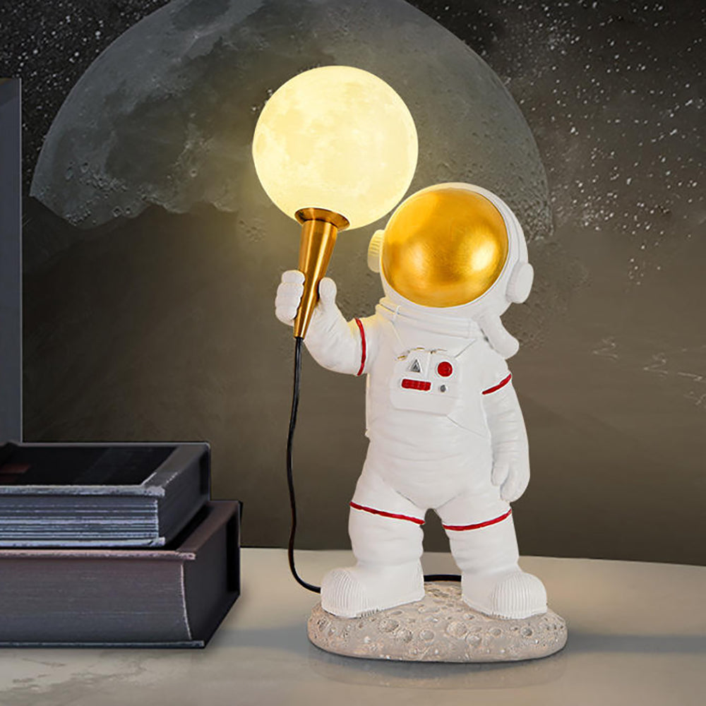 Aeyee Astronaut Table Lamp with PLA Shade, Kids Moon Bedside Desk Lamp, 3D Printing Lampshade, Decorative Spaceman Lamp for Bedroom Home Office