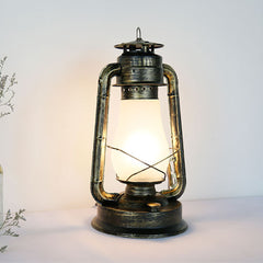 Aeyee Vintage Kerosene Table Lamp with Glass Shade, Nautical Style Night Light for Bedroom Nightstand Bronze Finish