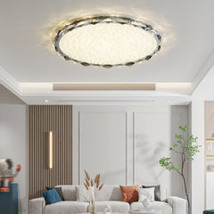 Aeyee Crystal Flush Mount Ceiling Light, Dimmable Close to Ceiling Light, Modern Crystal Chandelier, Round LED Ceiling Light Fixture