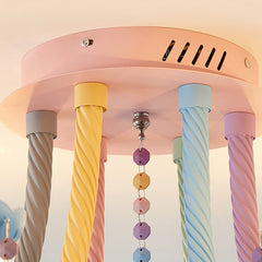 Aeyee Colorful Candle Flush Mount Ceiling Light, Kid's Bedroom Ceiling Light Fixture, 5 Lights Macaron Ceiling Lamp