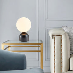 Aeyee Globe Bedside Lamp, Modern Cute Night Light with Glass Shade, Marble Base, Small Table Lamp for Bedroom