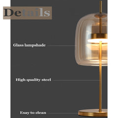Aeyee Modern Glass Table Lamp, Dimmable Bedside Lamp, Elegant Night Light, Mid Century Desk Lamp for Bedroom Nightstand