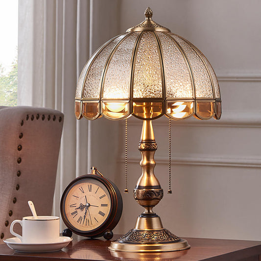 Aeyee Brass Table Lamp, Mid Century Bedside Lamp, Glass Desk Lamp, Elegant Reading Light for Bedroom Nightstand