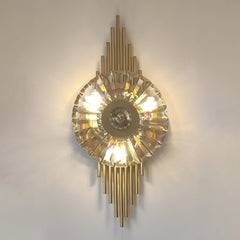 Aeyee Crystal Wall Sconce Lighting, Modern Vanity Light Fixture, Decorative Long Wall Light for Bedroom, Hallway in Gold