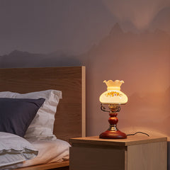 Aeyee Classic Table Lamp, Mid Century Bedside Lamp with Wood Base, Victorian Decor, Elegant Desk Lamp for Bedroom Nightstand