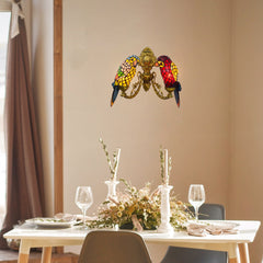 Tiffany Wall Sconce - Aeyee Parrot Design Wall Light with Stained Glass Shade 2 Lights Birds Wall Lamp for Porch Bedroom