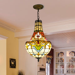 Aeyee Tiffany Pendant Light Fixture, Stained Glass Hanging Light, Victorian Style Chandeliers for Living Room Entryway Foyer