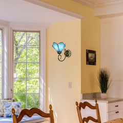 Aeyee Tiffany Wall Sconce, Flower Shaped Wall Light, Stained Glass Wall Lamp for Entrance, Bedroom, Hallway