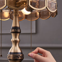 Aeyee Brass Table Lamp, Mid Century Bedside Lamp, Glass Desk Lamp, Elegant Reading Light for Bedroom Nightstand