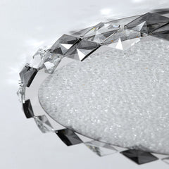 Aeyee Crystal Flush Mount Ceiling Light, Dimmable Close to Ceiling Light, Modern Crystal Chandelier, Round LED Ceiling Light Fixture