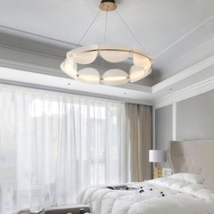 Aeyee Round Pendant Light Fixture, 3000K Acrylic Chandeliers, Minimalist Flower Petal Shape Hanging Light