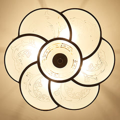 Aeyee Flower Shape Semi-Flush Mount Ceiling Light, Glass Ceiling Light Fixture for Living Room Hall Bedroom, Brass Ceiling Pendant Light