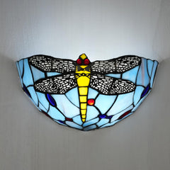 Aeyee Purple Flower Tiffany Wall Sconce, Classy Stained Glass Wall Light, Decorative 12 Inches Wall Light Fixtures for Hallway Stairway Bedroom