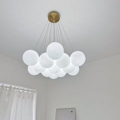 Aeyee Glass Globe Chandelier, Modern Bubble Ball Pendant Light Fixture with Frosted Glass Shade, 13 Lights Decorative Chandelier