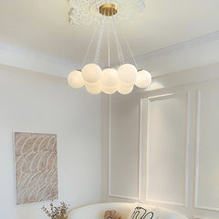 Aeyee Glass Globe Chandelier, Modern Bubble Ball Pendant Light Fixture with Frosted Glass Shade, 13 Lights Decorative Chandelier