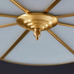 Aeyee Brass Semi-Flush Mount Ceiling Light with Flower Decoration, Elegant Glass Ceiling Light Fixture for Living Room Hall Bedroom