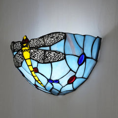 Aeyee Purple Flower Tiffany Wall Sconce, Classy Stained Glass Wall Light, Decorative 12 Inches Wall Light Fixtures for Hallway Stairway Bedroom