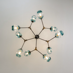 Aeyee Sputnik Glass Chandelier, Modern 10 Lights Pendant Light Fixture, Mid-Century Blue Glass Hanging Light for Dining Room Living Room