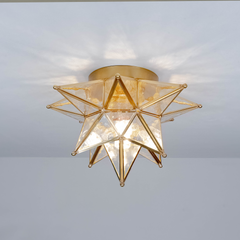 Aeyee Moravian Star Ceiling Light, Moroccan Flush Mount Ceiling Lighting with Seeded Glass Shade, Elegant Star Light for Hall Entryway Hallway