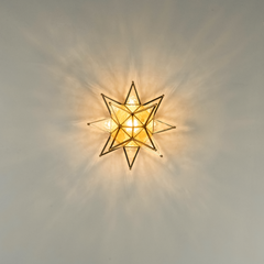 Aeyee Moravian Star Ceiling Light, Moroccan Flush Mount Ceiling Lighting with Seeded Glass Shade, Elegant Star Light for Hall Entryway Hallway