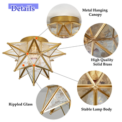Aeyee Moravian Star Ceiling Light, Moroccan Flush Mount Ceiling Lighting with Seeded Glass Shade, Elegant Star Light for Hall Entryway Hallway