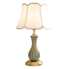 Aeyee Modern Ceramic Table Lamp Accent Desk Lamp with Fabric Shade Elegant Bedside Desk Nightstand Lamp for Bedroom Living Room Study Room
