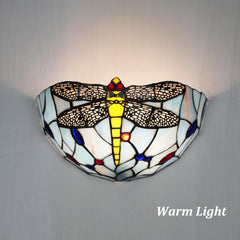 Aeyee Purple Flower Tiffany Wall Sconce, Classy Stained Glass Wall Light, Decorative 12 Inches Wall Light Fixtures for Hallway Stairway Bedroom