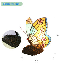 Aeyee Retro Butterfly Table Lamp, Handcrafted Night Light, Elegant Stained Glass Desk Lamp for Bedroom Nightstand