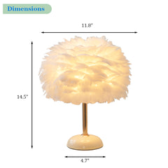 Aeyee Feather Bedside Lamp, Modern LED Night Light with Ceramic Base, Elegant Table Lamp for Bedroom