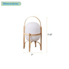 Aeyee Basket Table Lamp with Glass Shade, Modern Wood Bedside Lamp, Cute Night Light, Boho Style Desk Lamp for Bedroom Nightstand in Walnut