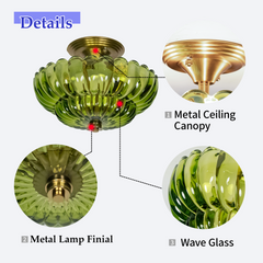Aeyee Vintage Glass Flush Mount Ceiling Light, Petal Shape Ceiling Light Fixtures, Elegant Small Flush Chandelier for Hallway Entrance Kitchen