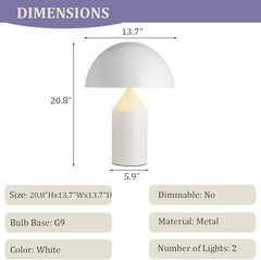 Aeyee Mushroom Bedside Lamp, Modern Table Lamp with Heavy Base, Dome Shaped Night Light, Accent Lamp for Bedroom Reading Nightstand