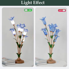 Aeyee Classic Style Table Lamp with Flower Glass Shade, Elegant Flower Night Light, Art Deco Accent Table Lamp for Bedroom Living Room