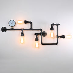 Aeyee Industrial Water Pipe Wall Sconce, Steam Punk Wall Mount Lamp, 35.4" Cool Wall Lamp for Bedroom, Bar