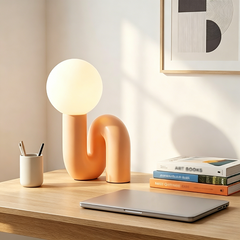 Aeyee Modern Globe Glass Table Lamp, Decorative Art Decor Night Light, Cute Bedside Desk Lamp for Bedroom Living Room Office