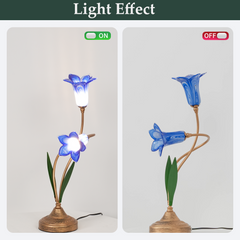Aeyee Classic Style Table Lamp with Flower Glass Shade, Elegant Flower Night Light, Art Deco Accent Table Lamp for Bedroom Living Room