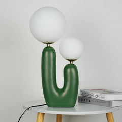 Aeyee Modern Bedside Lamp, Table Lamp with Glass Shade, Globe Night Light for Bedroom Reading Nightstand, Green