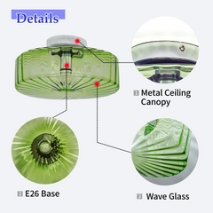 Aeyee Mid Century Glass Ceiling Light Fixtures, 11.8 inch Hallway Ceiling lamp, Modern and Antique Round Semi Flush Mount Ceiling Light for Hallway Laundry Room Corridor Green Finish