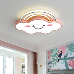 Aeyee Cloud Flush Mount Ceiling Light, Dimmable Kid's Bedroom Ceiling Light with Remote Control, Cartoon Rainbow LED Ceiling Lamp