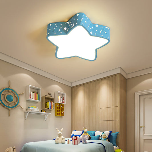 Aeyee Star Flush Mount Ceiling Light, Dimmable Children's Bedroom Ceiling Light Fixture, 15.7'' Cartoon LED Ceiling Lamp