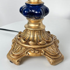 Aeyee Blue Table Lamp, Rustic Bedside Lamp with Resin Base, Cute Night Light, Accent Lamp for Bedroom Reading Nightstand