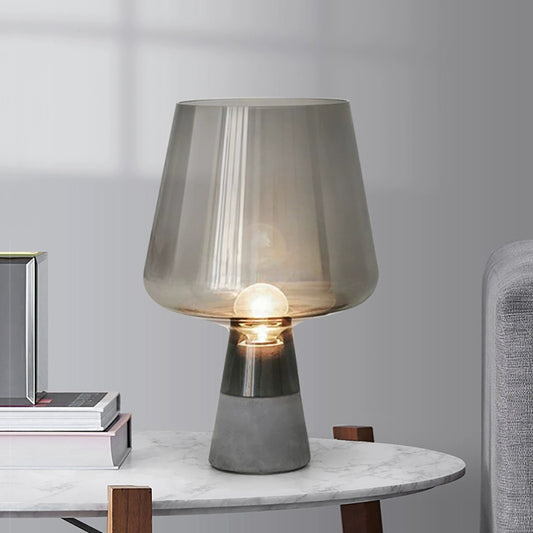 Aeyee Concrete Table Lamp, Glass Night Light, Industrial Nightstand Table Light, Modern Bedside Desk Lamp for Bedroom Living Room Home Office