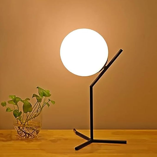 Aeyee Modern Bedside Lamp, Cute Night Light with Globe Shade, Mid Century Glass Ball Table Lamp for Bedroom Nightstand